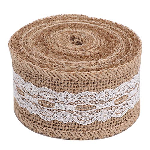 Glomora 2 rouleaux de 5 m de beau ruban de dentelle en lin, accessoires de bricolage pour la maison, Noël, mariage, emballage de cadeaux, fêtes, vacances et décorations de mariage (Type C) Glomora 2 rouleaux de 5 m de beau ruban de dentelle en lin, accessoires de bricolage pour la maison, Noël, mariage, emballage de cadeaux, fêtes, vacances et décorations de mariage (Type C)