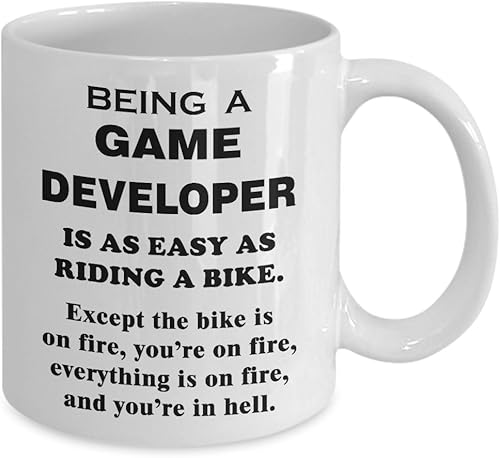 Miniatura 2 de Regalo divertido para diseñador de juegos, montar una bicicleta en el fuego, taza de café, diseño de videojuegos, inspiración, diseño de taza de té,
