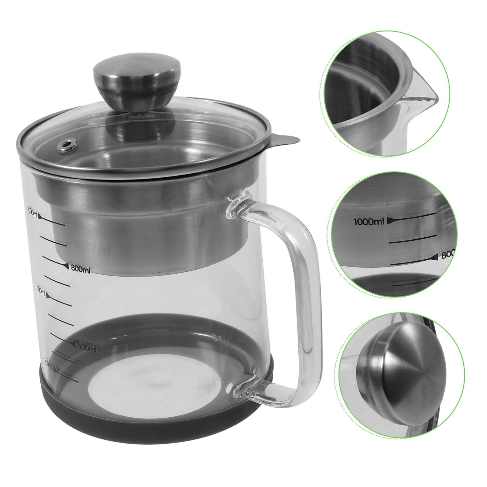 Teefilterkanne 1l aus Glas und Edelstahl für Küche und Kochen