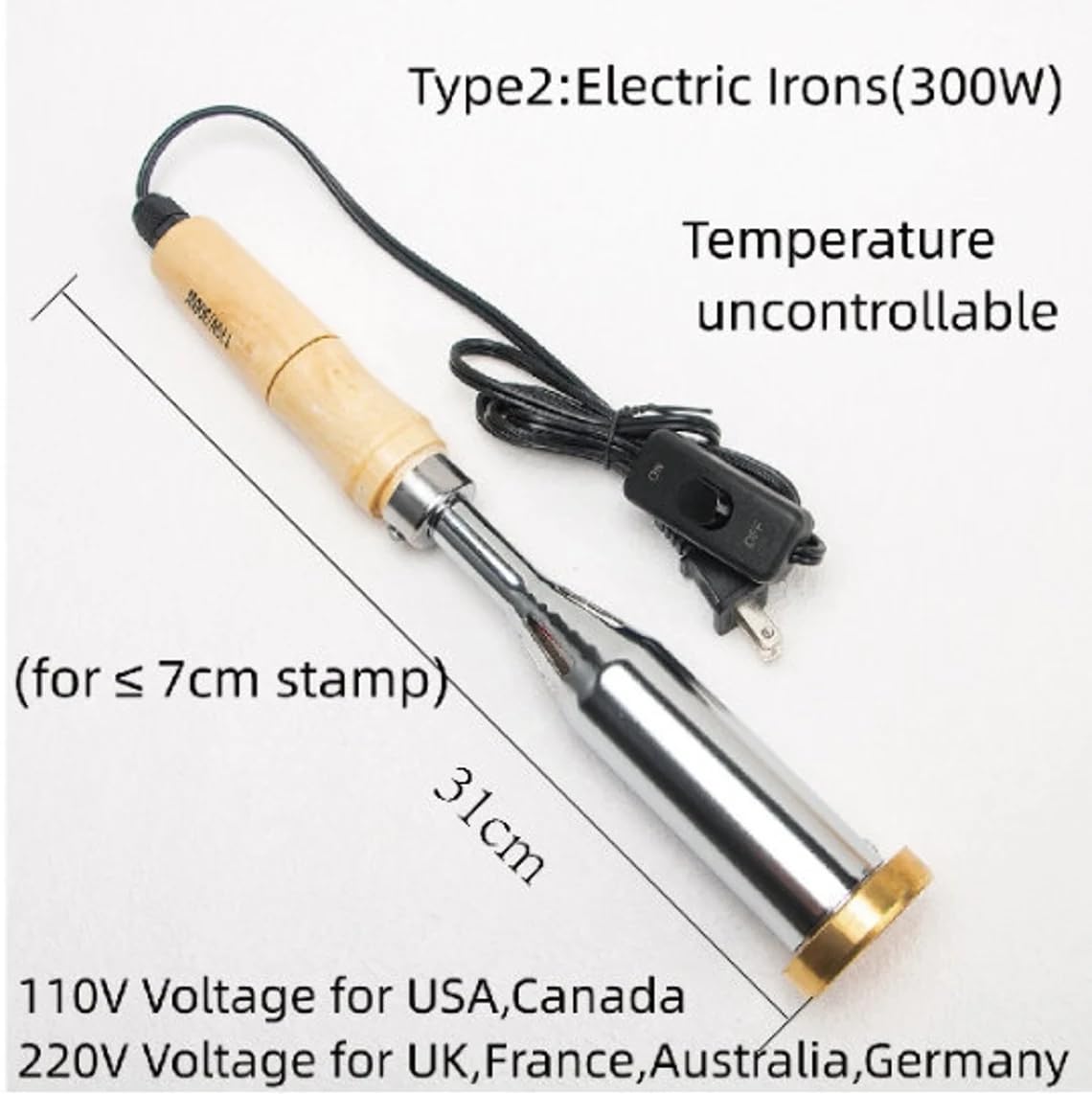 Fer à marquer électrique personnalisé en bois, fer à marquer électrique, tampon de marquage en fer chauffant, tampon en bois pour papa et mari