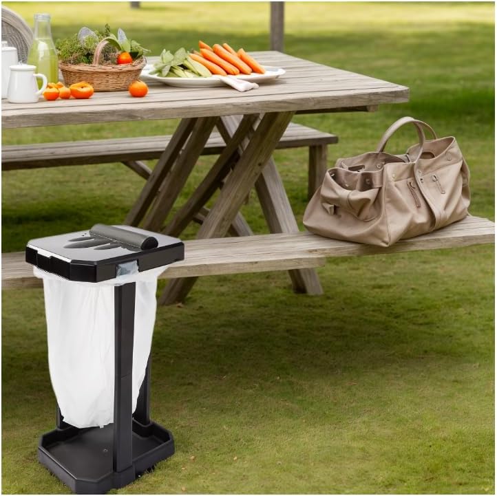 Collapsible Trash Can with Reinforced Legs & 20 Bags – Portable Garbage Bin for Camping, RV, Picnics, Indoor/Outdoor Use, Easy Assembly, Compact Storage, Includes Ground Pegs for Stability