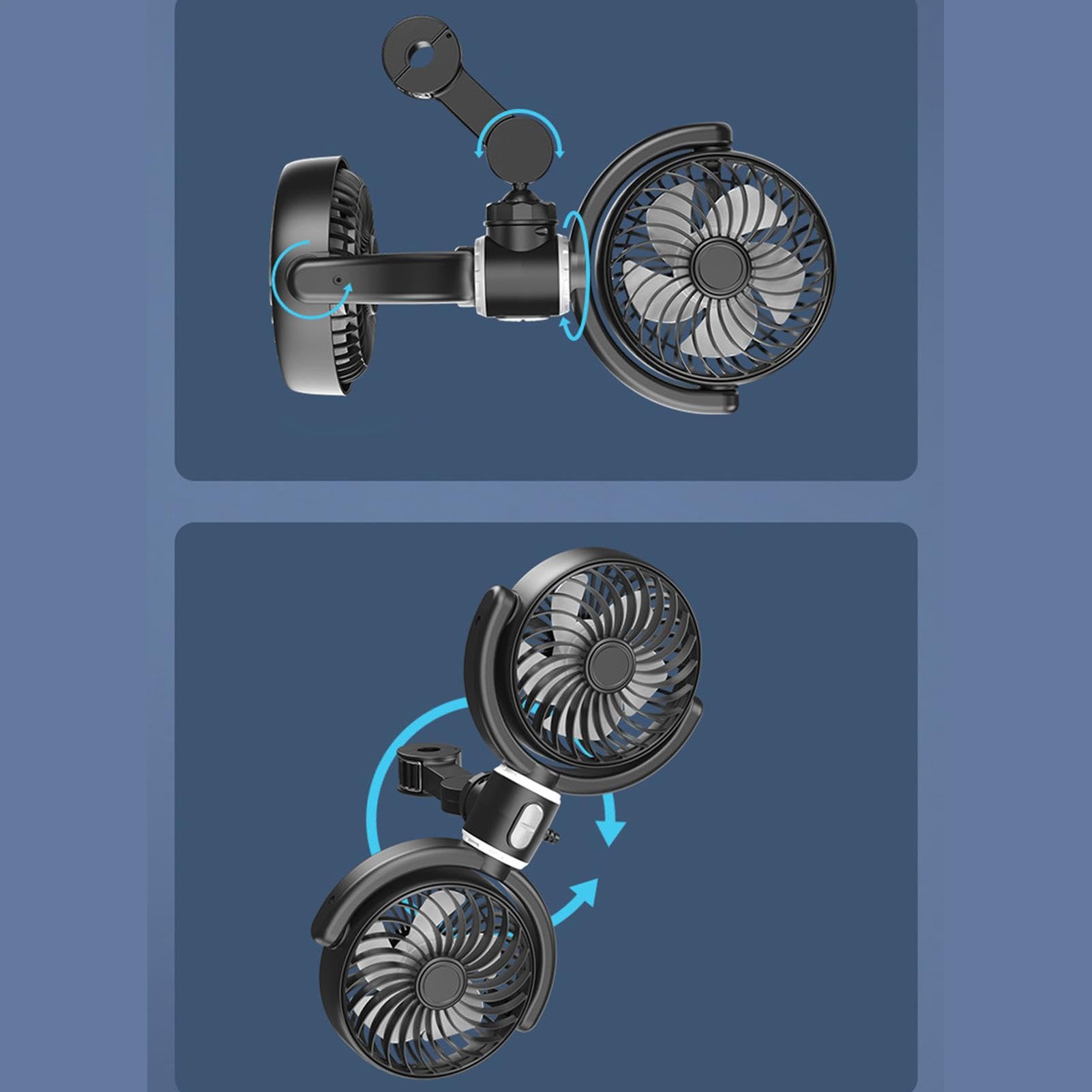 Ventilateur de siège arrière de voiture – 3 vitesses – Refroidisseur à double tête pour appuie-tête arrière – Rotation à 270 degrés – Ventilateur de siège pour, passagers confort