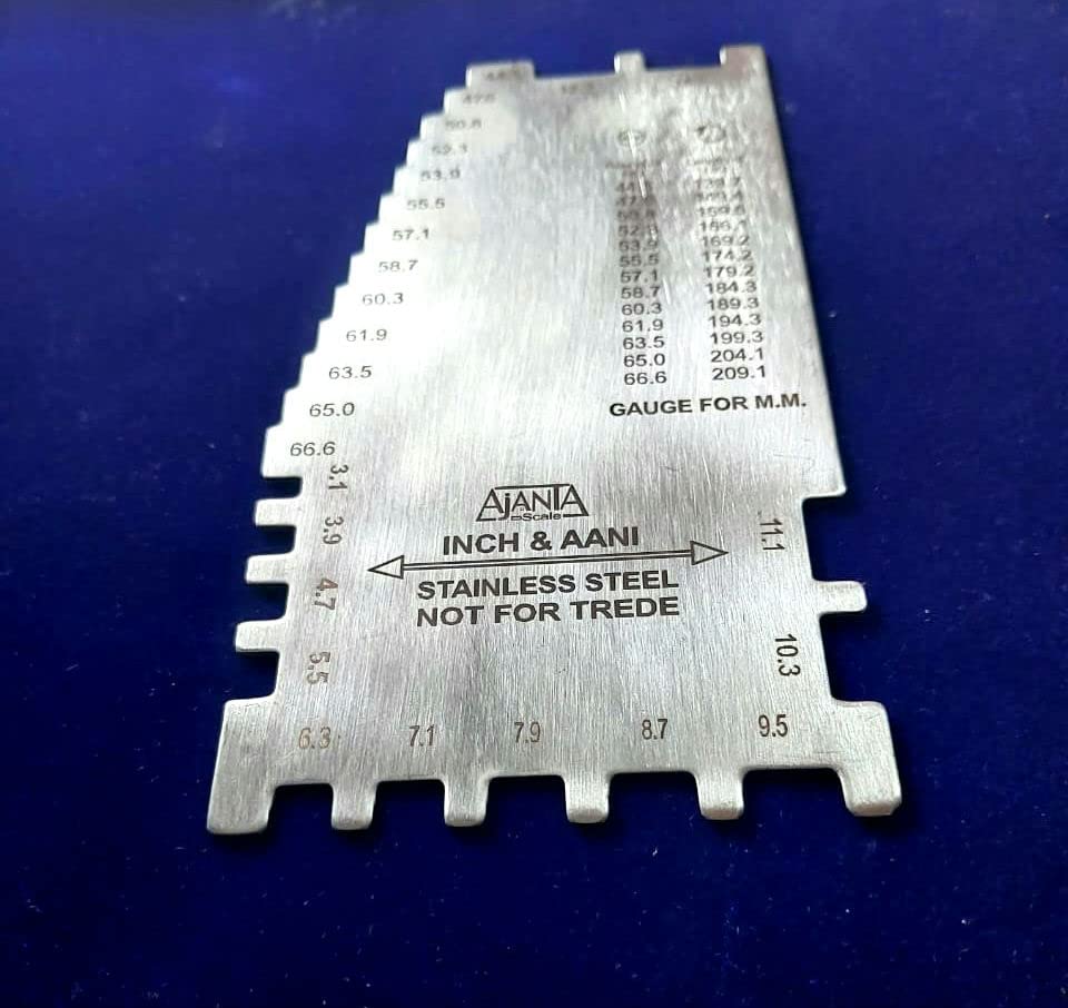 Image of Bangle & Bracelet Scale Gauge in Inch, Aani & Metric for Measuring Sizes of Bangles & Bracelets for Showroom, Workshop, Goldsmith, Jewellery Making & Repair, home use, Hobby Crafts, Bangle sizes