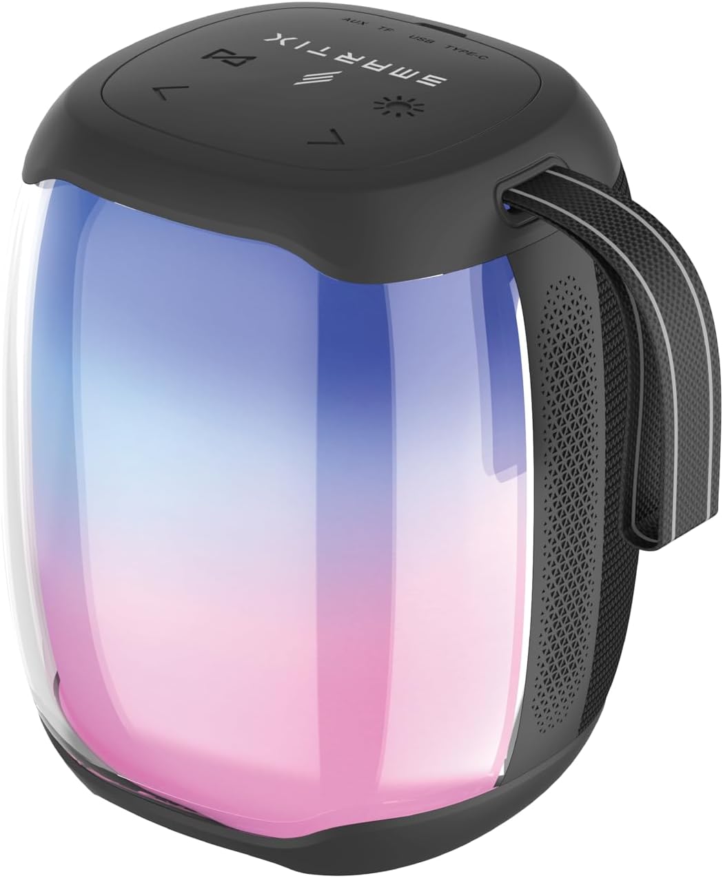 SmartixSoundPod Trance Portable Bluetooth Speaker | RGB Light Show, Water Resistant, Bluetooth 10m Range, Supports SD Card, AUX, FM Radio, Smart Wireless speaker, Rechargeable speaker - Black