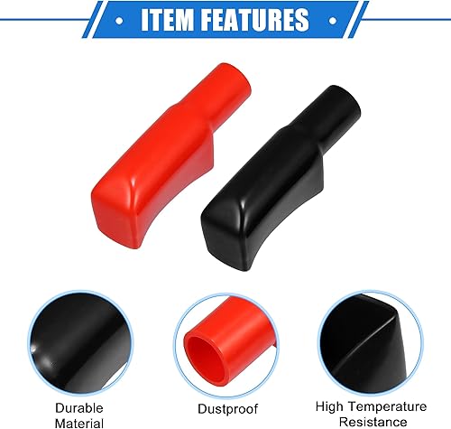 Miniatura 4 de 1 par de cubiertas de aislamiento para terminales de batería, 0.591 in, 0.59 pulgadas, cubierta superior universal para motocicleta y camión, PVC
