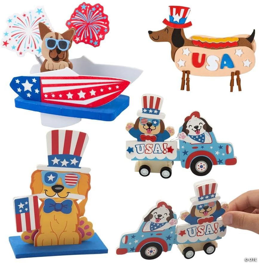 Fun Express Bulk Patriotic Pooches Craft Kit Assortment - Makes 48