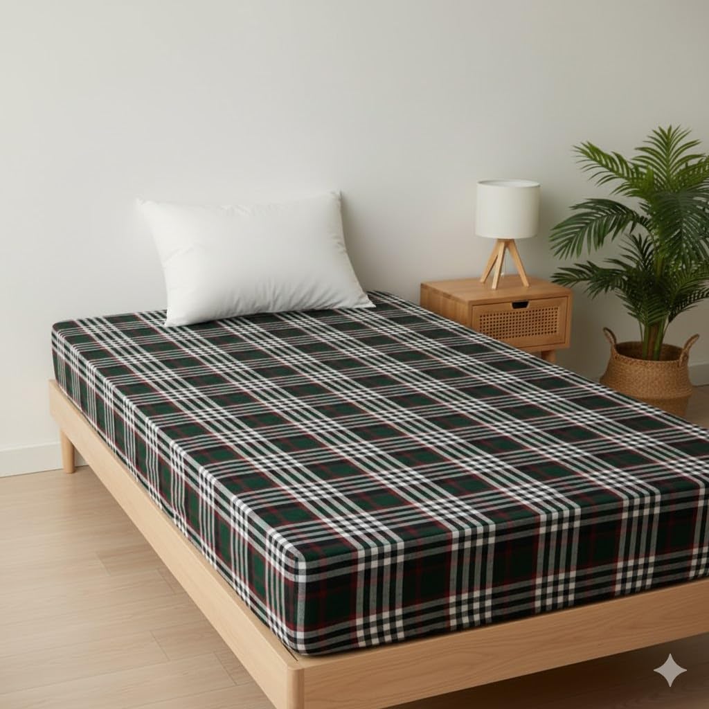 CASANEST CottonCheck Waterproof Gadda Cover/Mattress Protector,Waterproof,with Chain (Small Single, Gray)-image-45