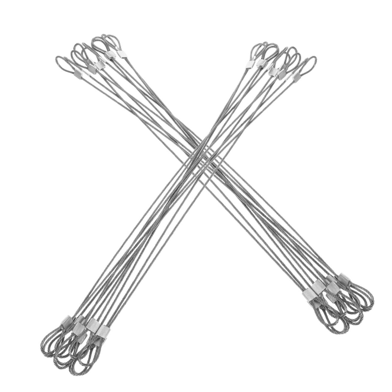 Healifty Efficient Fixation 20 Stainless Steel Safety Cable Loops Wire Rope Aluminum Sleeves for Secure Handling