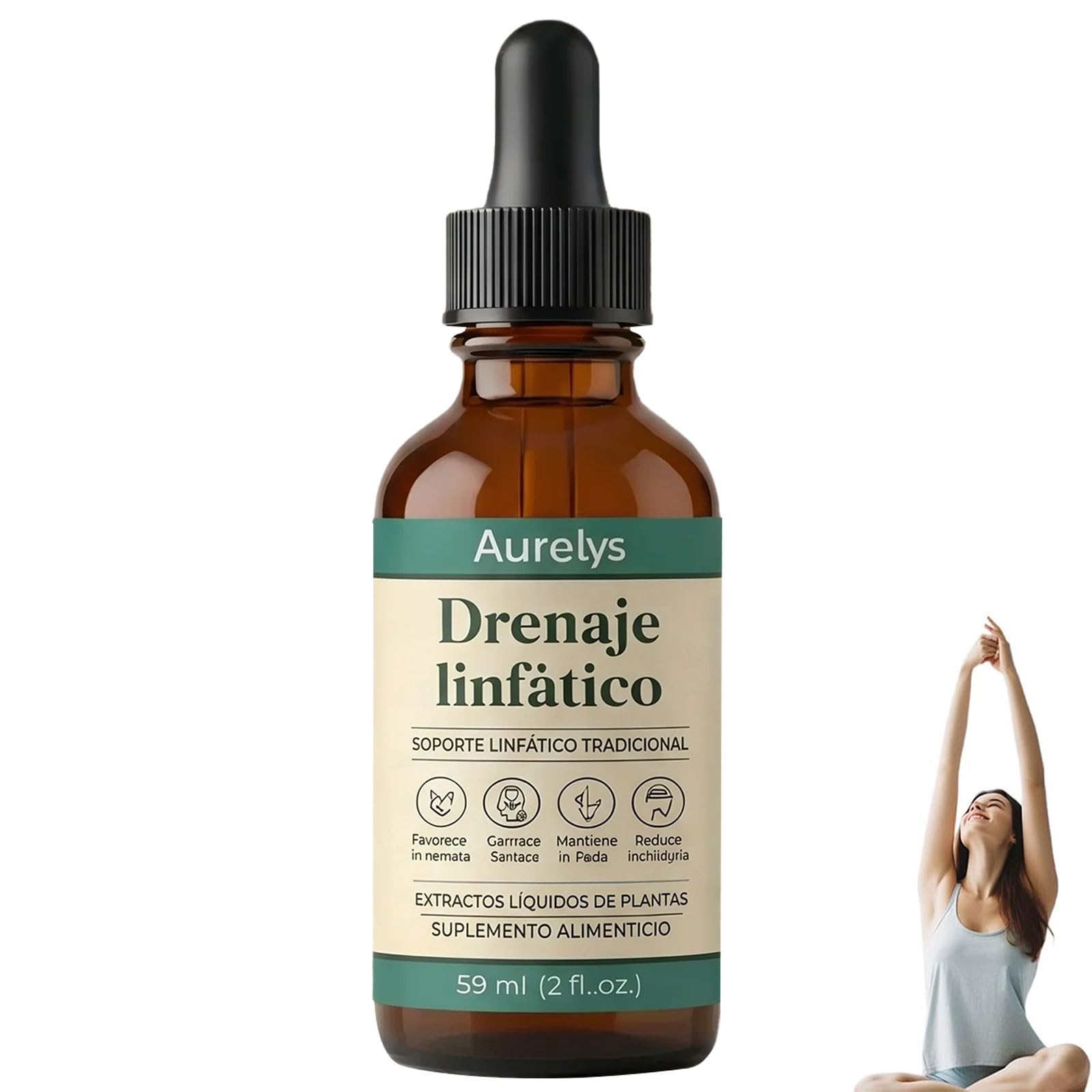 Aurelys Drenaje Linfático Gotas, 2026 Nuevas Gotas de Drenaje Linfatico para Piernas y Abdomen, Naturales a Base de Hierbas, para hombres y mujeres (1)