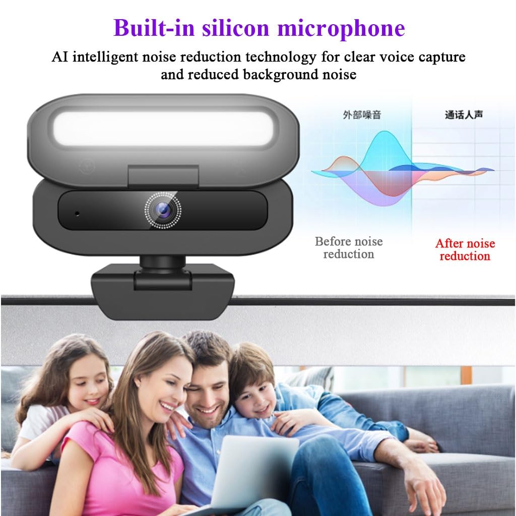 Kamera Internetowa USB Z Mikrofonami Z Redukcją Szumów,Kamera Internetowas HD Do Transmisji Strumieniowej, Autofokus, Kamera USB Typu Plug And Play Do Rozmów Online(4K)