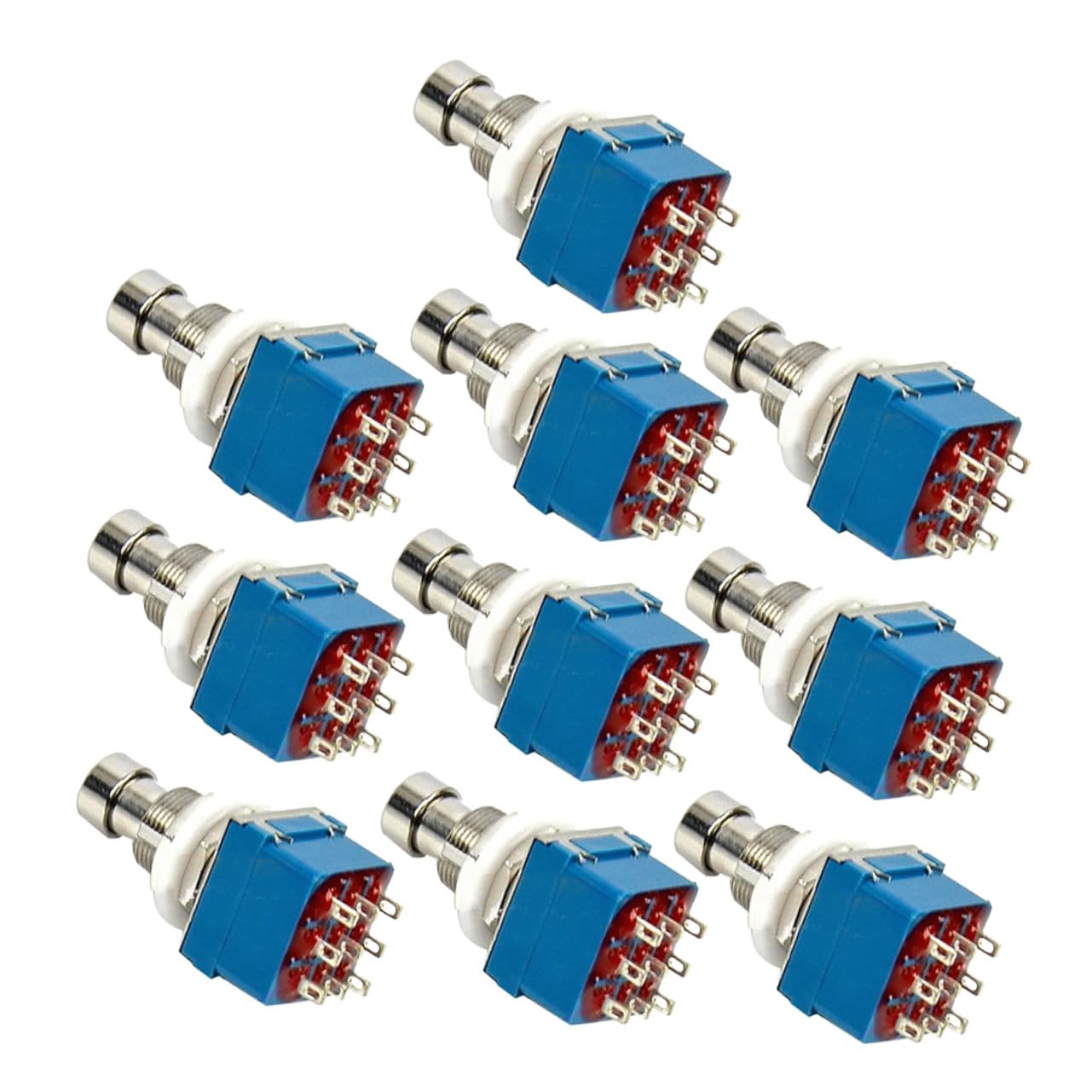 10 Pédales D'effets pour Guitare 3pdt Métal Bleu à 9 Broches Interrupteur à Pédale True Bypass Compatible Recâblage Accessoires Amplificateur Guitare Électrique