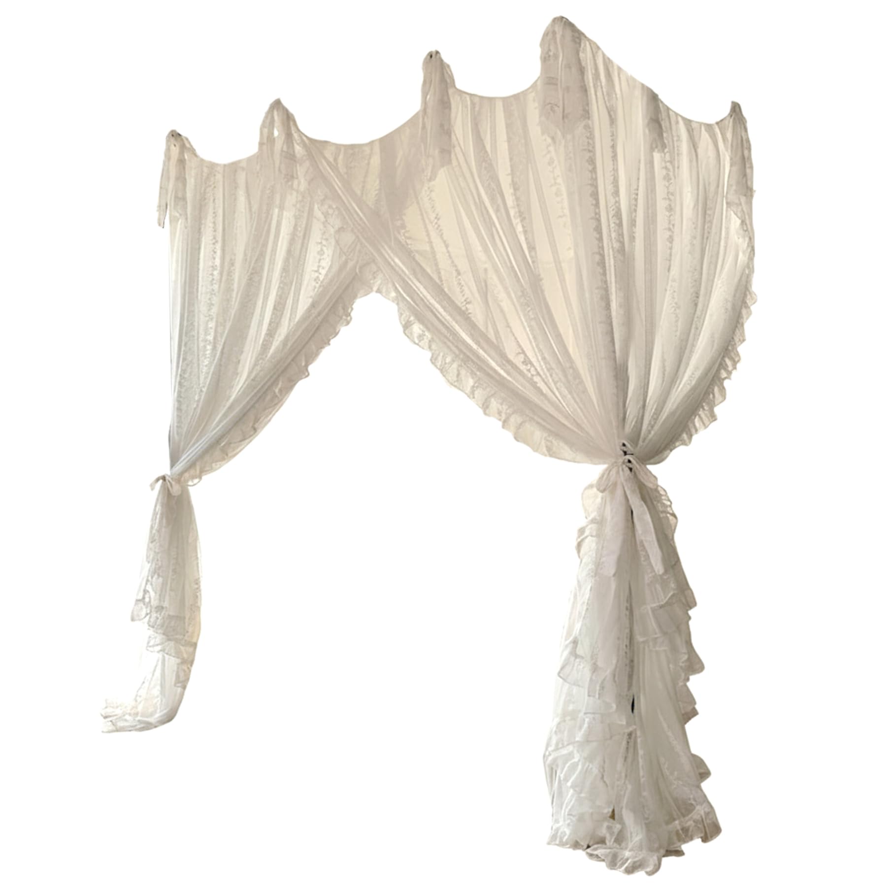 Faroby Bed Canopy, French Princess Style White Bed Curtains with 3 Openings Design for Protection Romantic Canopy Curtains for Girls Women
