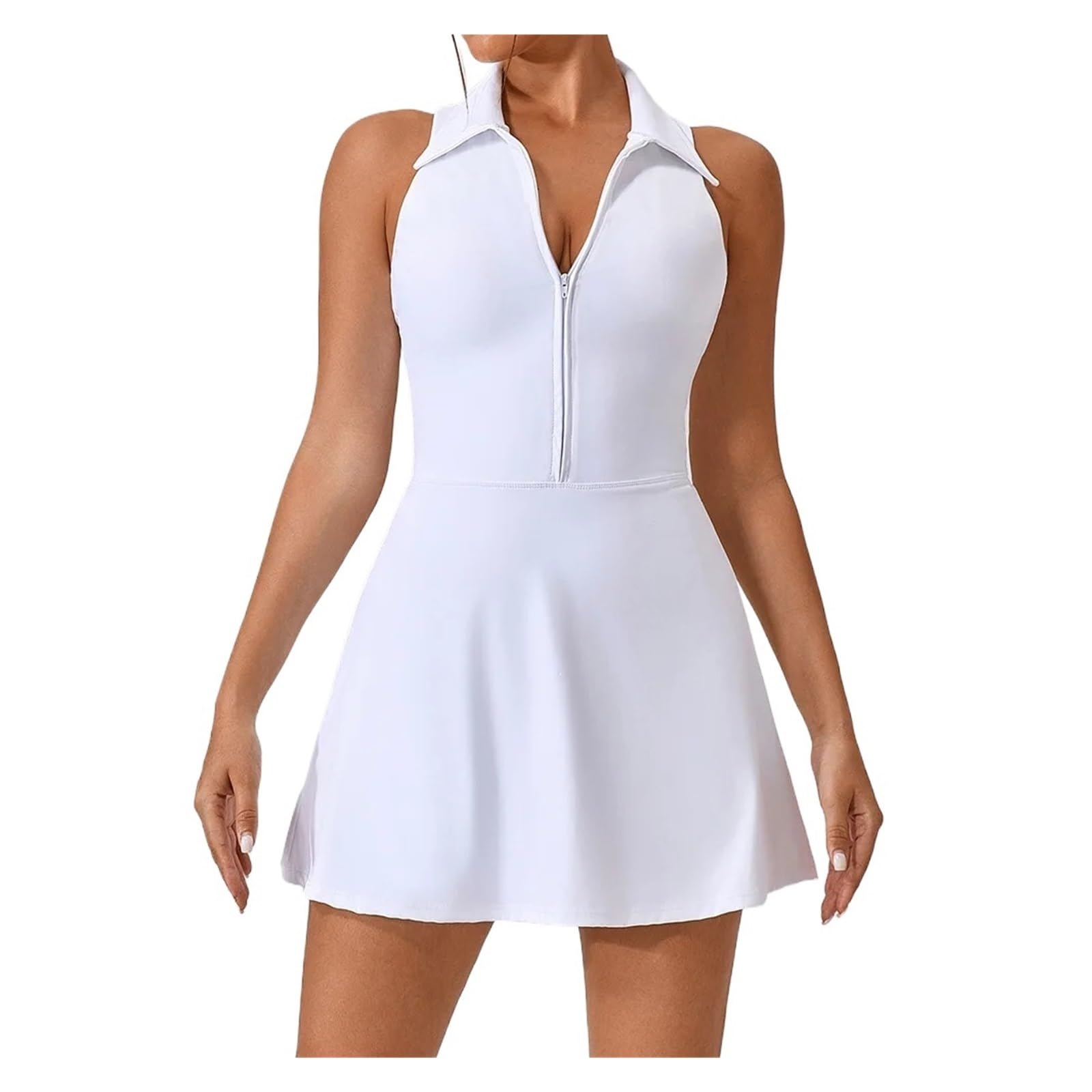 Sportkleid Tenniskleider Damen 2-in-1 Golf Sport Fitnesskleid mit integrierten Shorts Damen ärmellos