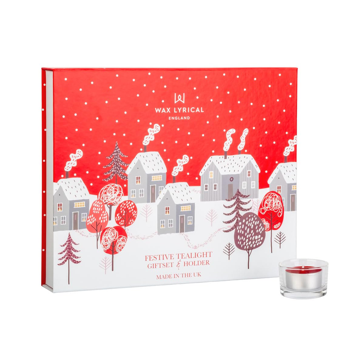 Wax Lyrical Red Advent Set | 24 Scented Tealights And Glass Holder | 4 Seasonal Fragrances | Perfect Festive Gift,