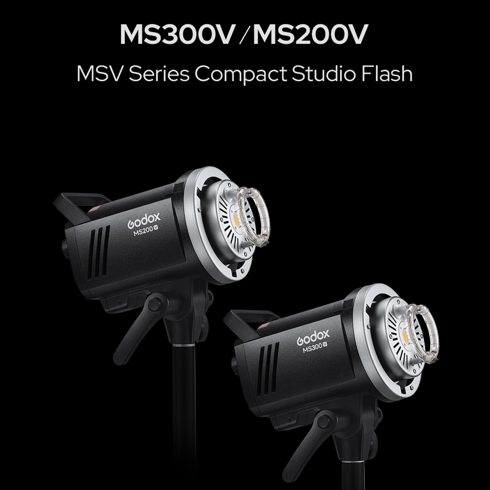 Godox MS300-V MS300V 300W Studio Strobe Flash, 5800K±200K, sistema wireless 2.4G, con lampada da modellazione a LED, tempo di riciclaggio 0.1~1.8S, Bowens Mount Monolight