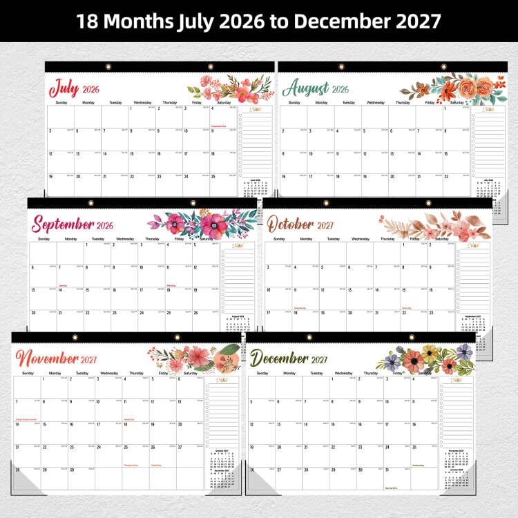 Image of Tcamp Desk Calendar 2026-2027, Jul 2026-Dec 2027, 18-Month, 17 inch x 12 inch Large