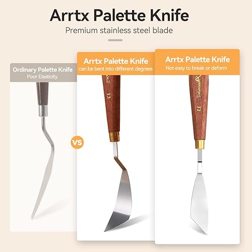 Miniatura 7 de 5 + 2 cuchillos de pintura de acero inoxidable, espátula, paleta, cuchillo, accesorios de pintura al óleo, juego de mezcla de colores para óleo,