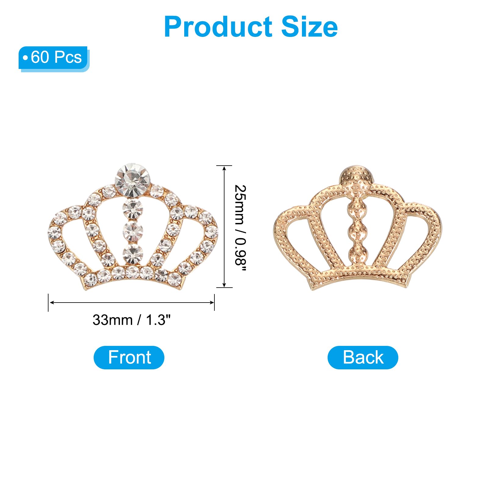 PATIKIL 60Pcs Couronnes Charms, 1,3" X 0,98" Mini Couronnes
