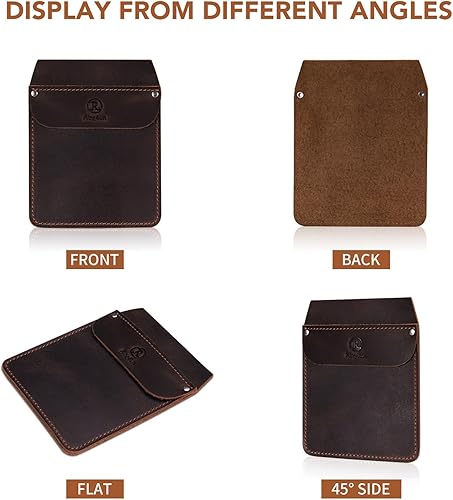 Vista 32 de RingSun Protector de bolsillo de cuero genuino para hombres, bolsa de herramientas duradera, protector de camisas de jeans para herramientas