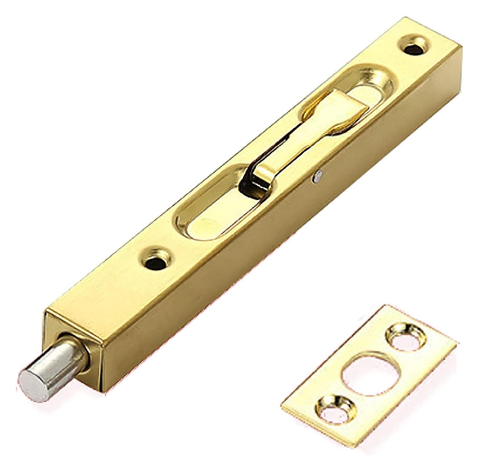 Door Latch， Stainless Steel Flush Bolt Lock Multicolor 6-18in for French Composite Wooden Doors(Gold,10in)