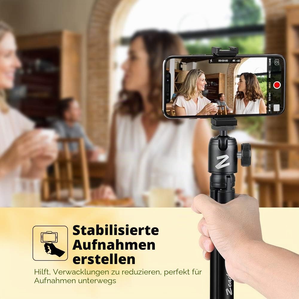 Zeadio Metall-Stativ + Kugelkopf-Halterung, mit 1/4 Zoll Schraube, Tisch-Stativ für Smooth 4, Crane Plus, Crane 2, Osmo Mobile, Ronin-S, Vimble 2, Gimbal Griff-Stabilisator und alle Kameras