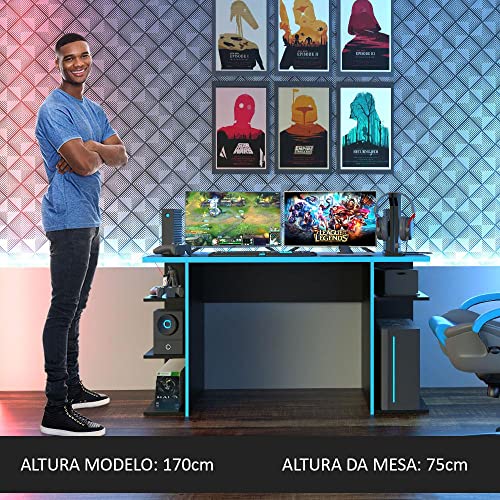 Mesa Computador Gamer Madesa 9409 - Preto/azul