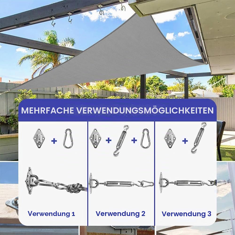 Sonnensegel Dreieckig 3x3x3m,Sonnensegel Dreieck Wasserdicht,Segeltuch Wasserdicht,UV Schutz,Terrassen Sonnenschutz mit Befestigung Set
