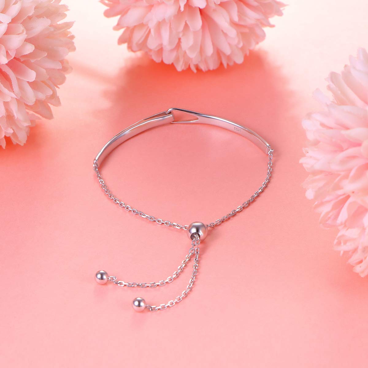 Flyow 925 Sterling Silber Unendliches Inspirierendes Armband mit Botschaft Always My Sister, Forever My Friend, Einstellbare Schwestern Armbänder Freundschaftsschmuck für Schwester Damen Mädchen