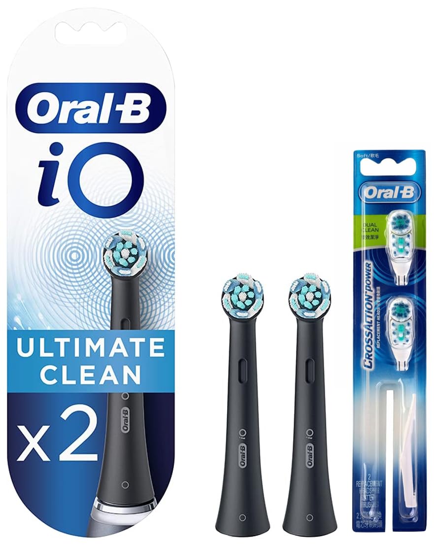 IO Electric toothbrush replacement brush heads & Oral B CrossAction Power Toothbrush Replacement Head (Soft)