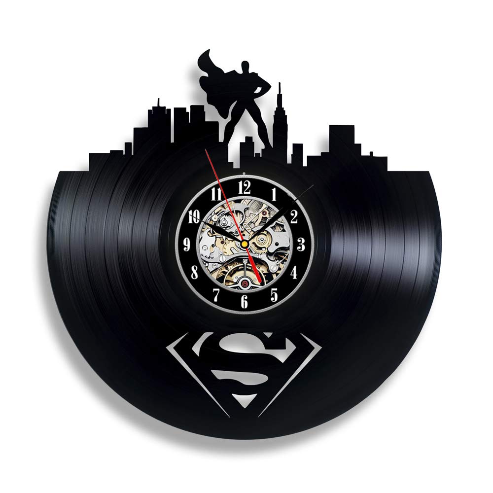 Gullei.com Best Gift for Superman Fans Vinyl Record Clock