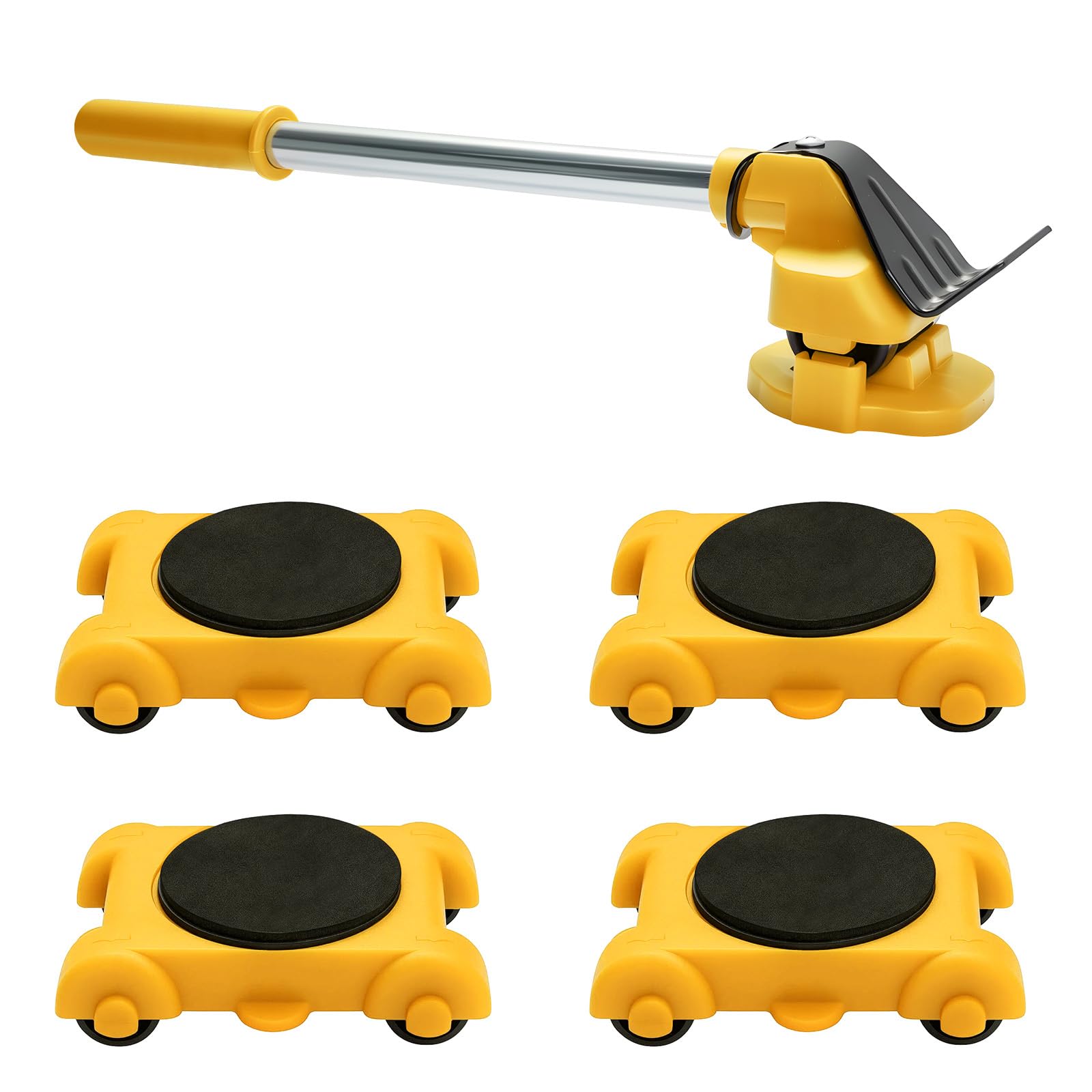SUNNYNEST Furniture Lifter Heavy Furniture Mover Set with 4 Moving Slides 360° Rotatable Furniture Moving Wheels for Heavy Items, Sliders Furniture Movers for Sofa Couch Refrigerator Appli (Yellow)