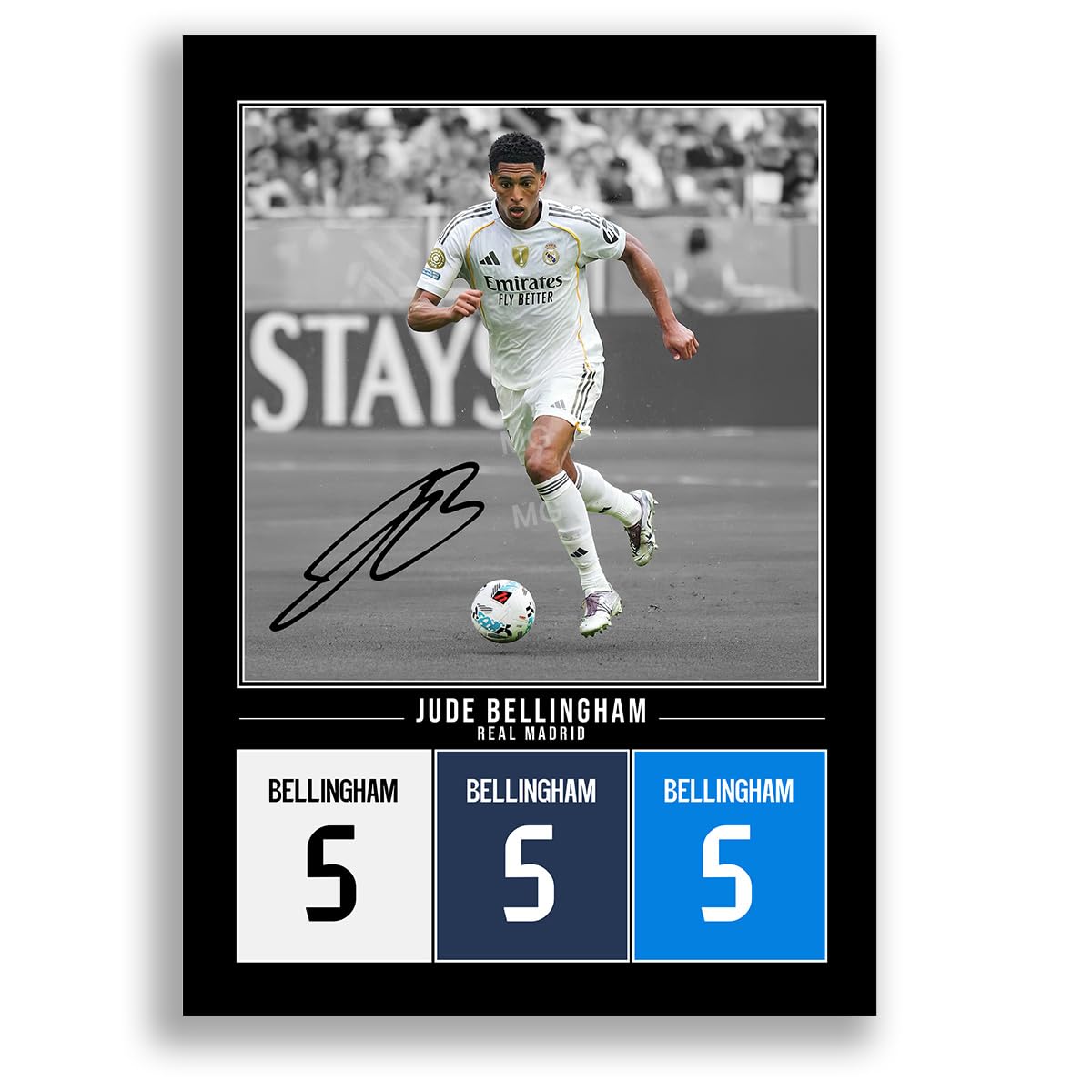 Jude Bellingham Real Madrid Signed Photo Poster Print Picture Display Framed Autograph Memorabilia for Football Fans Gift England (Black A3 Poster Only) โ image 1