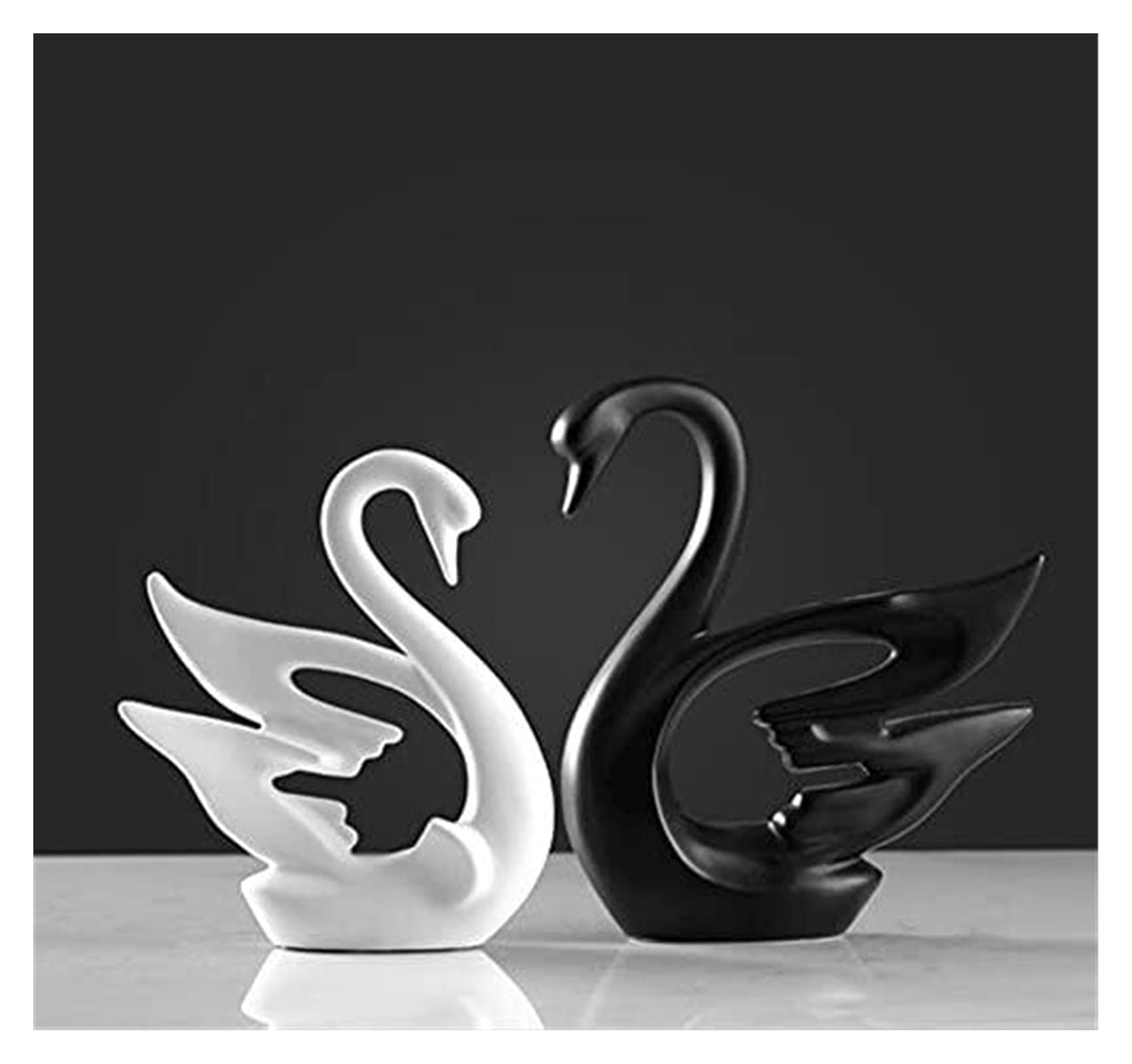 Statua astratta unica Scultura Creativa, Decorazione per la casa Ornamenti/Nordic Simple Coppie in bianco e nero Ornamenti di cigno Creativo Soggiorno Decorativo Artigianato in