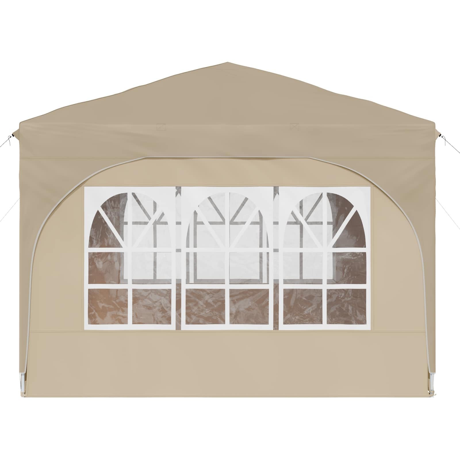 Składany namiot imprezowy 290 x 290 x 245 cm kremowy | Tkanina Oxford 210D, wodoodporna, regulowana wysokość 227-245 cm, stalowa rama, w zestawie torba i liny