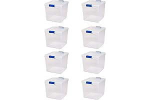 HOMZ 31 Quart Storage Box Containers with Latching Lids in Clear - 8 Pieces