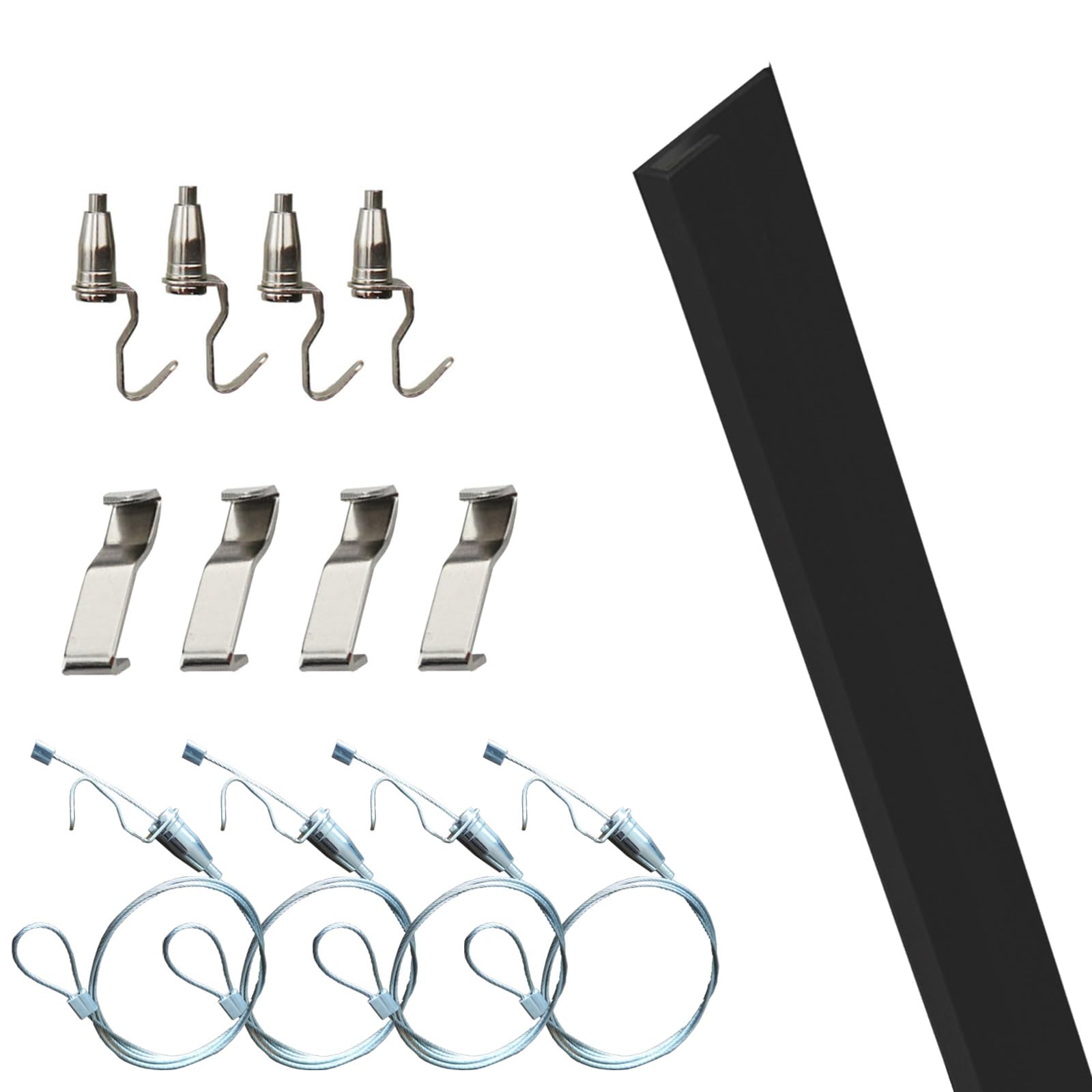 Kit de rieles para galería de 2 m con cables de acero para colgar cuadros en pared