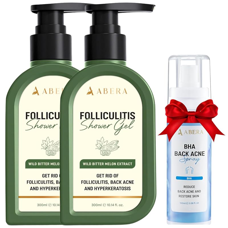 Sabonete líquido corporal ABERA com extrato de melão-amargo, Pacote com 2 e spray corporal BHA de brinde