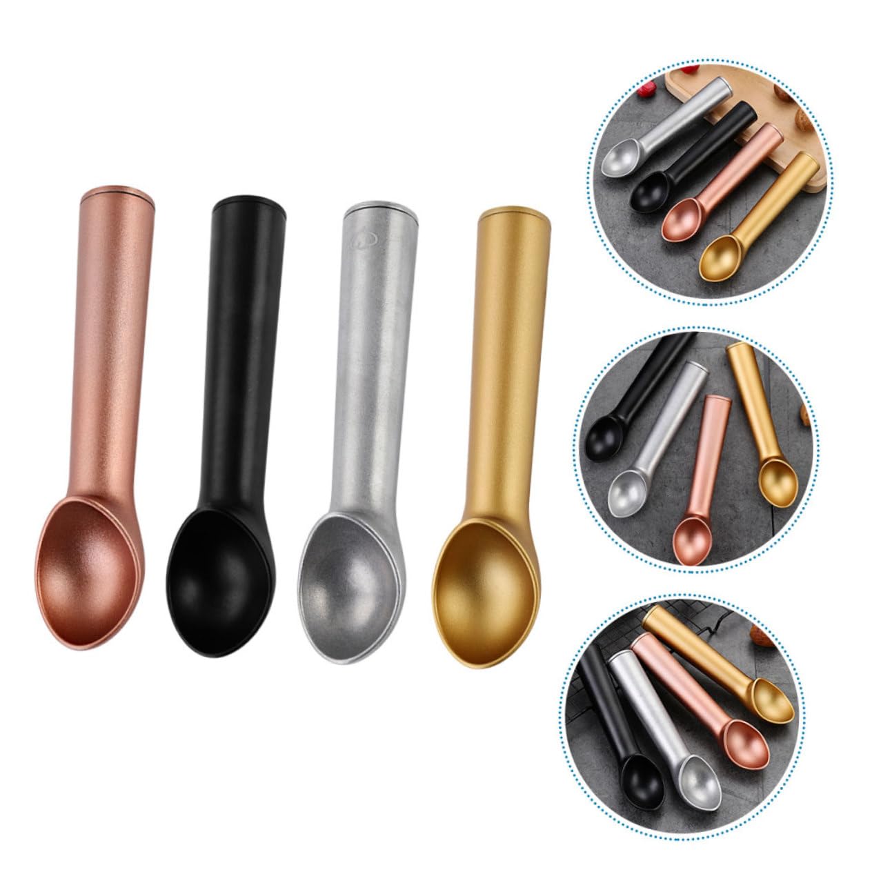 4 Pièces Cuillère à Glace Aluminium Cuillère à Crème Glacée pour Fruits et Desserts
