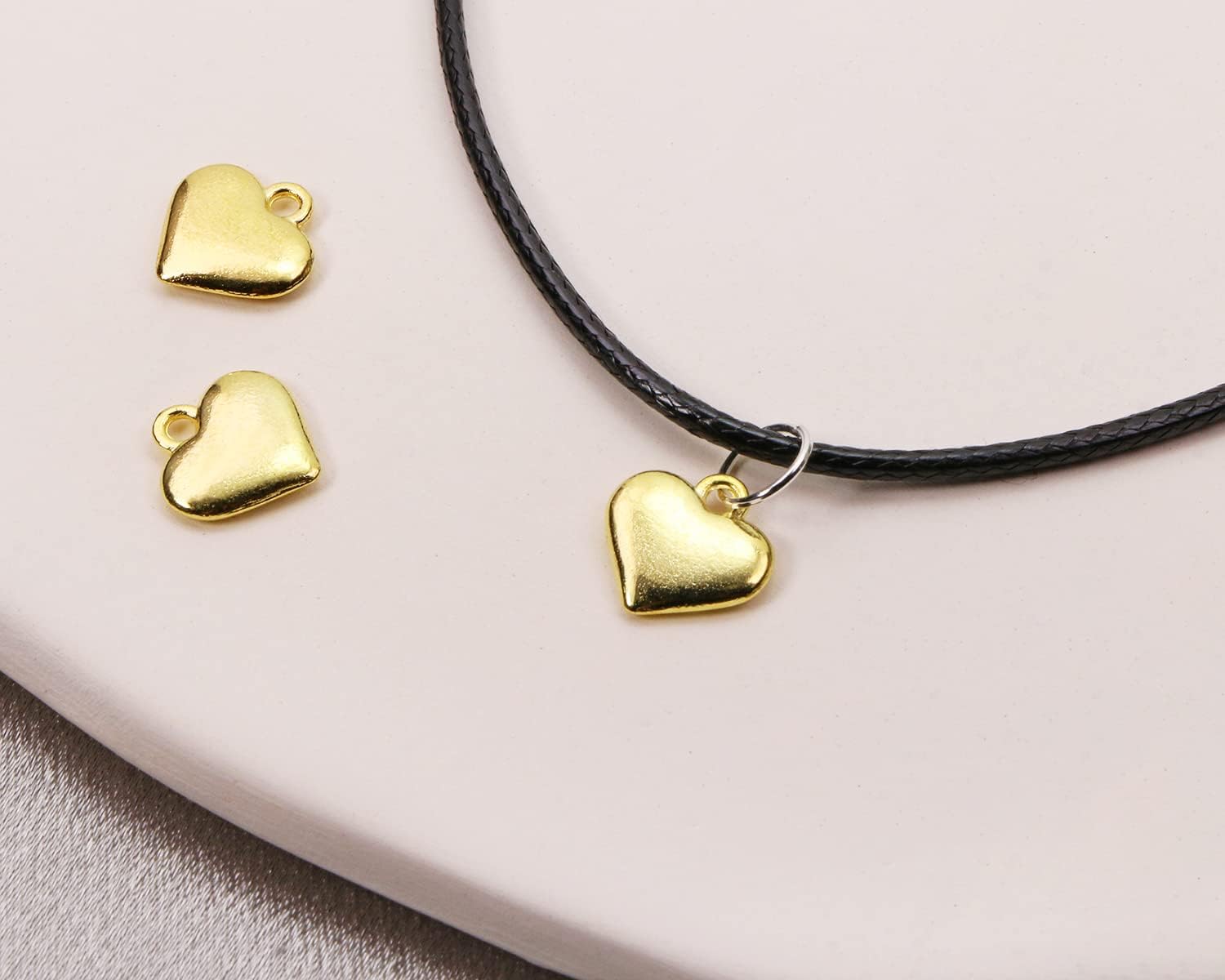 Shapenty Mini Metal Heart Pendant Charms Beads Bulk for Earring Bracelet Necklace Keychain Jewelry Making Craft Project Christmas Wedding Ornaments Decoration, 50PCS - Image 3