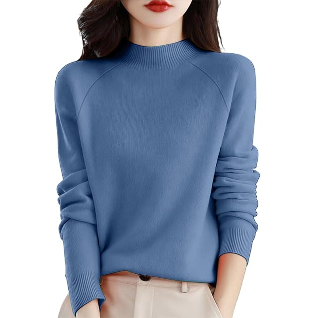 Cashmere Sweaters for Women Mock Neck Sweater Solid Soft Warm Pullover Casual Fall Winter Basic Jumper Tops 2026