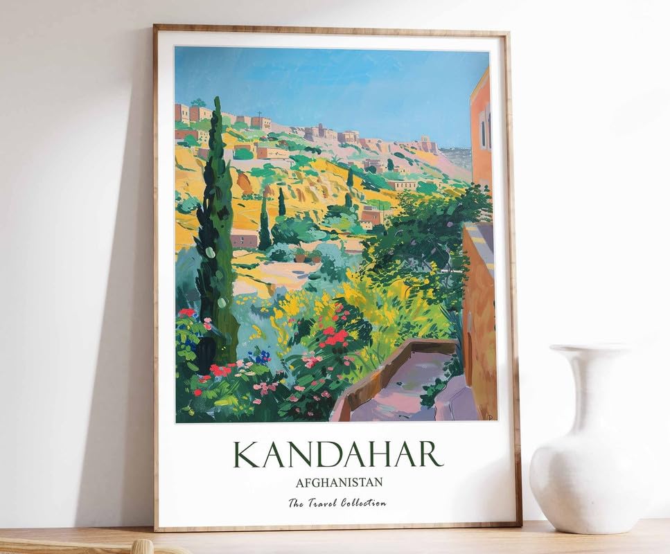 Affiche Kandahar travel poster design art islamique grand format A0 pour salon moderne