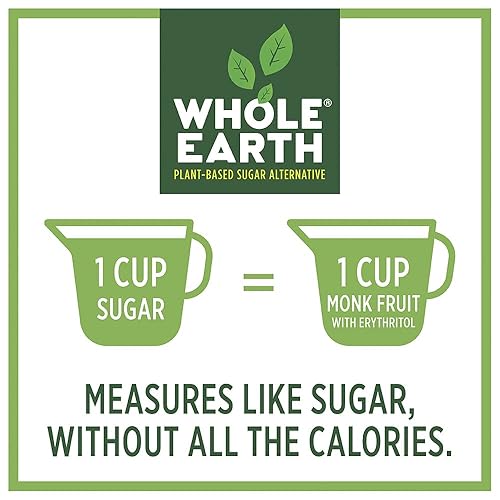 Miniatura 6 de Whole Earth - Eritritritol dorado y fruta de monje, alternativa de azúcar a base de plantas cero calorías, 2 libras