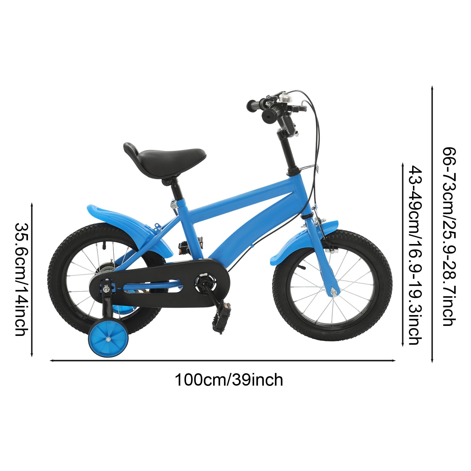 Vélo Enfant 12 Pouces pour Enfant de 3 à 7 Ans, garçons et Filles, avec Roues stabilisatrices et Garde-Boue, Hauteur réglable de 43 à 49 cm, idéal pour Les débutants à l'entraînement au vélo