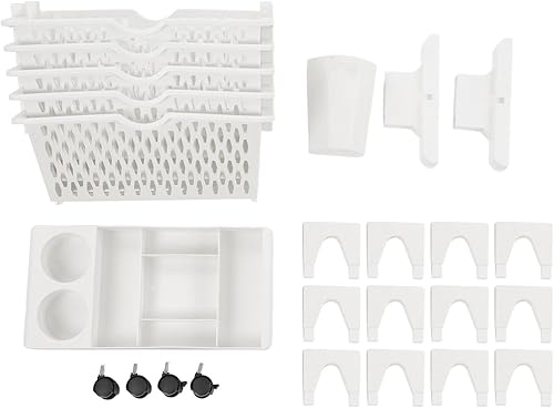 Estantería móvil con ruedas, organizador de escritorio de plástico multicapa, cesta de almacenamiento lateral para escuela, aula, hogar (6 capas