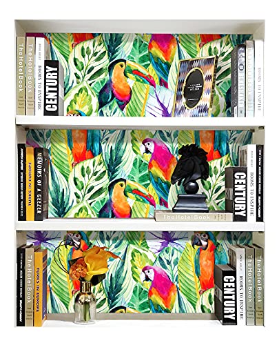 Haokhome 93067 Peel And Stick Wallpaper Rain Forest Palm Leaves Parrot Green Multi Removable For Accent Wall Bedroom Decorations 17.7In X 118In #TOP5