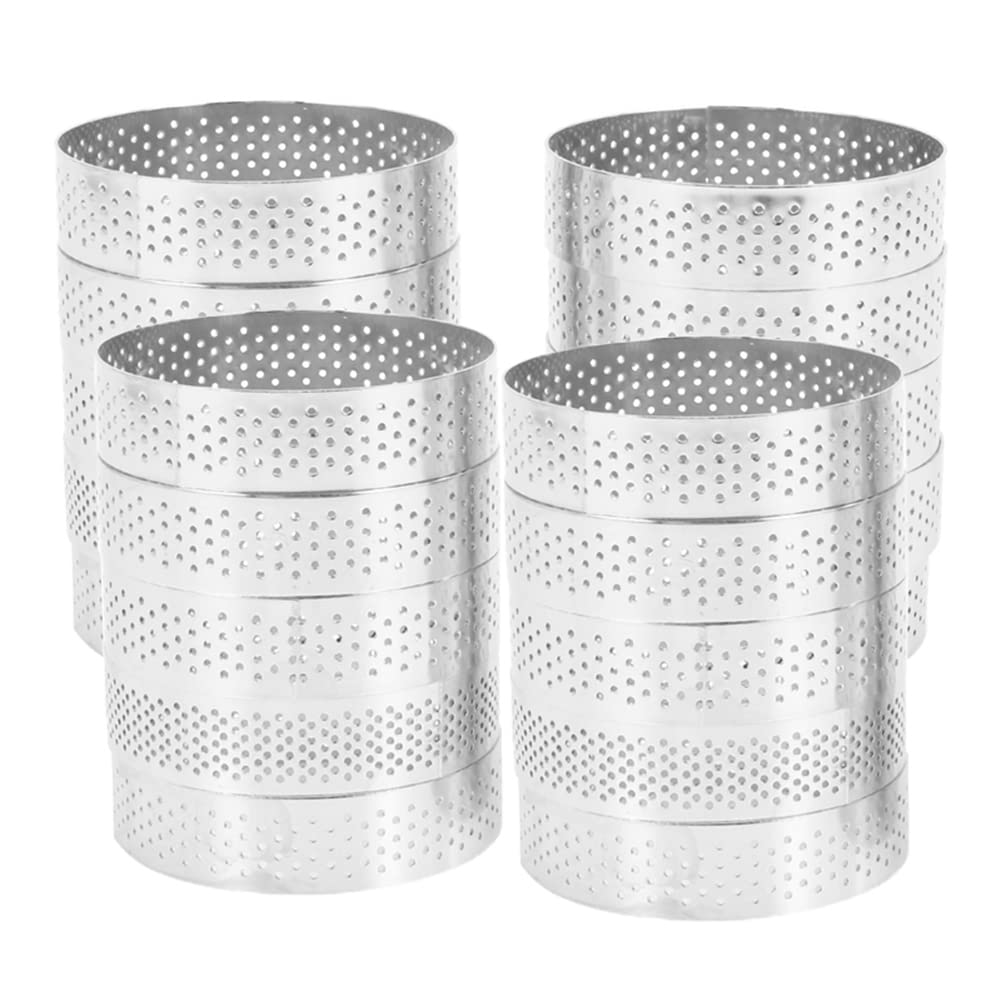 CTRLZS 20Pcs Circular Tart Rings with Holes Fruit Pie Quiches Cake Mousse Kitchen Baking Mould Perforated Cake Mousse Ring 8cm
