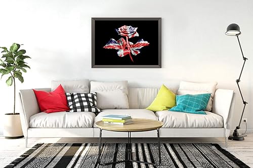 Miniatura 2 de Kit de pintura de diamante 5D para bricolaje, diseño de bandera de Jack mejorada digitalmente, color negro y rosa, bandera británica, 12 x 16