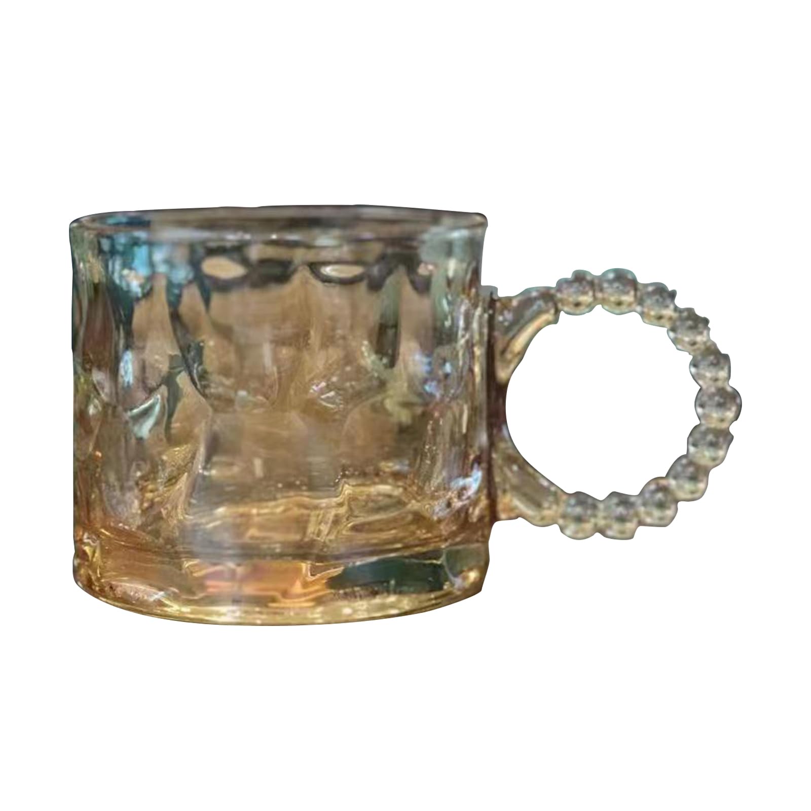 Tasse à latte en verre ambré texturé de 260 ml style bistrot avec anse