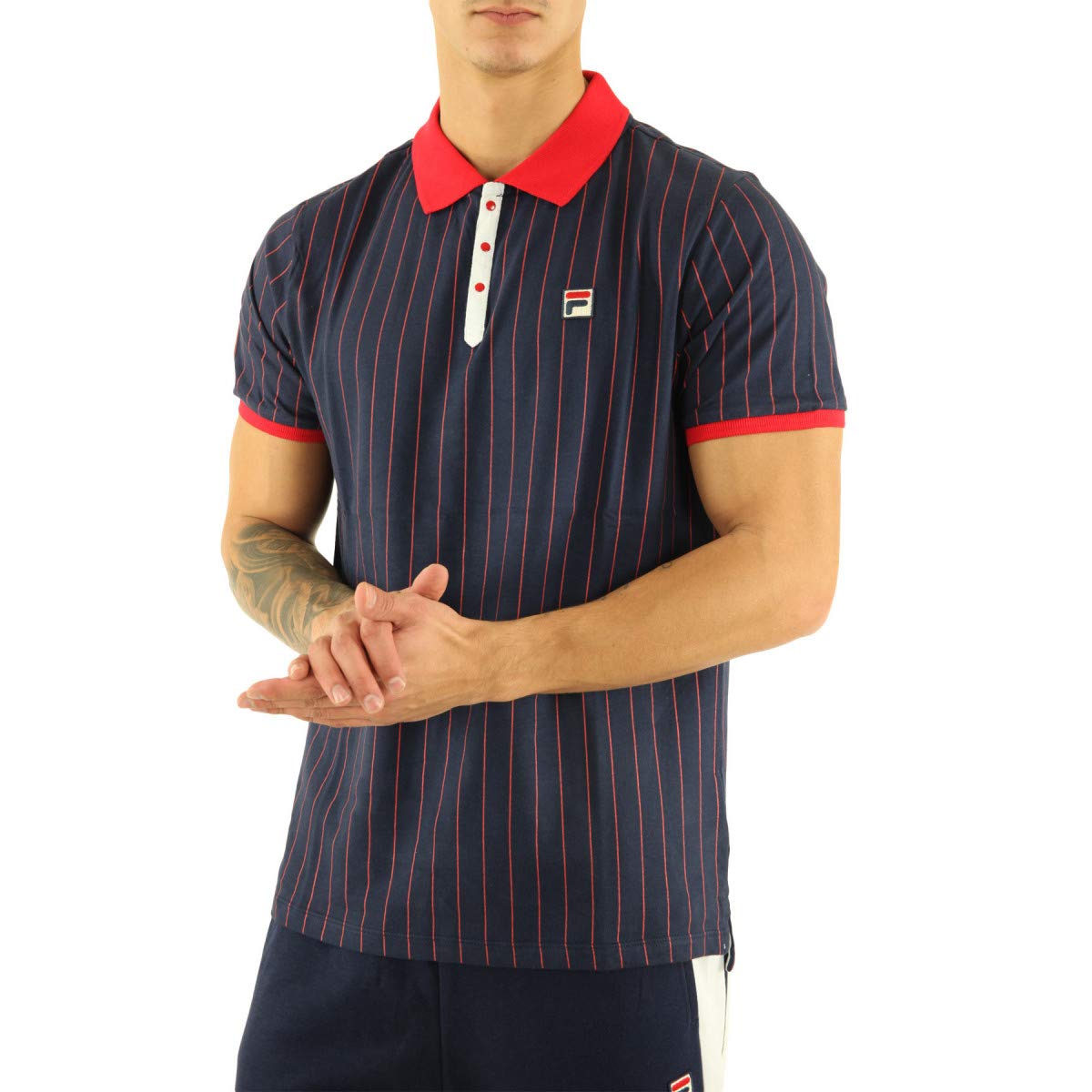 Mens BB1 Stripe Tennis Polo Shirt 