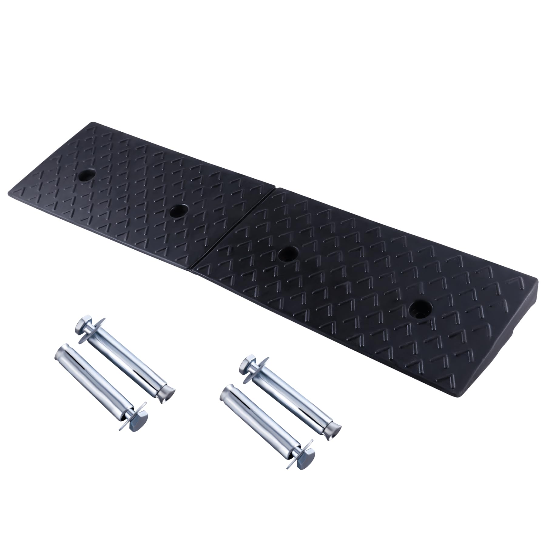 Bordsteinrampe mit 4 Montage-Schrauben, Leichte Gummirampe 5 cm hoch Auffahrrampe Rutschsicher, mobil Schwellenrampe für Autos Motorrad Rollstuhl